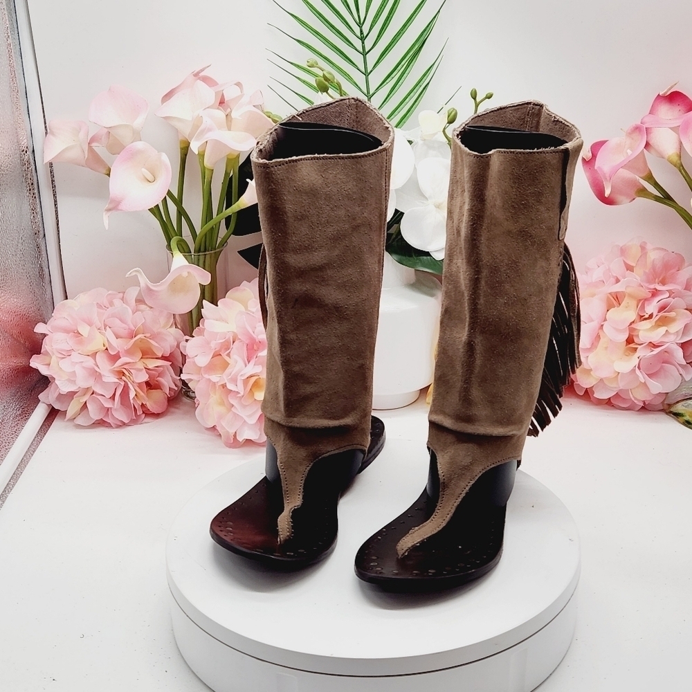 Musse And Cloud By Anthropologie Brown Suede Western Boot Sandal Sz 8 - Picture 3 of 16